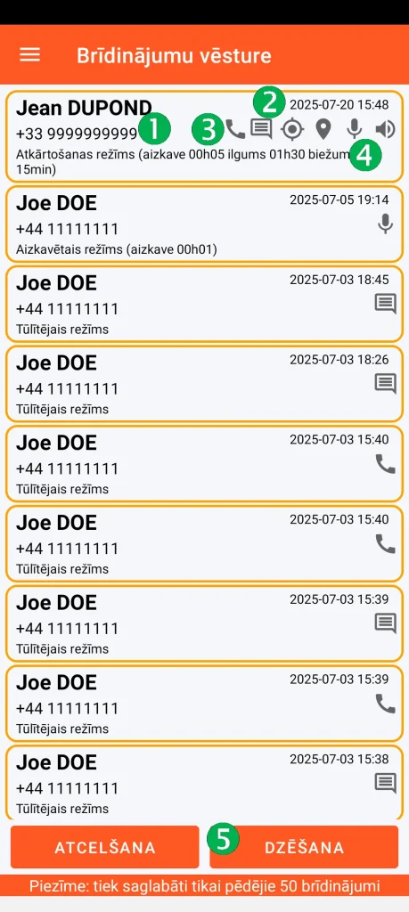 SOS Universal – brīdinājumu vēsture