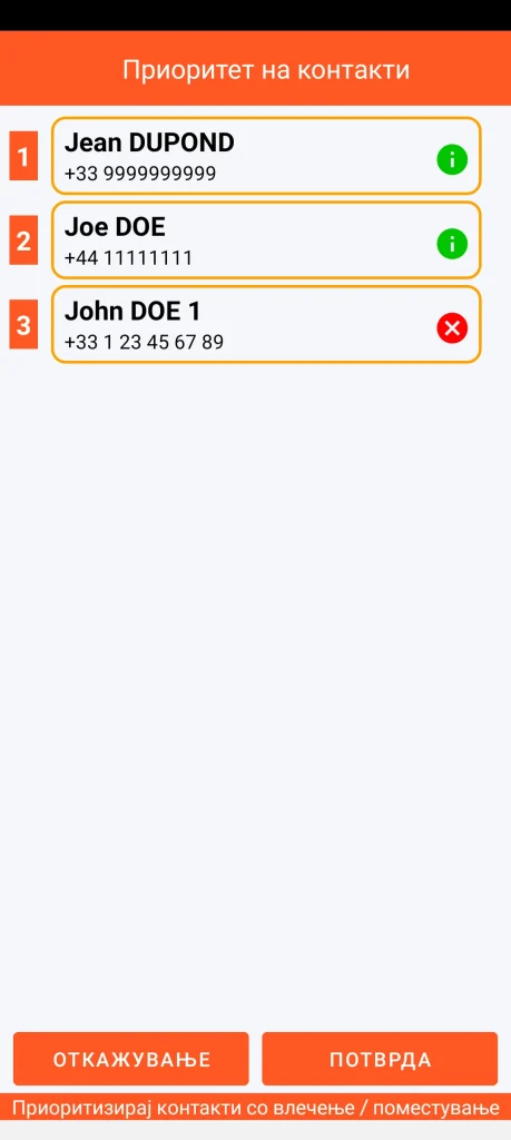 SOS Universal - приоритизација на контактите