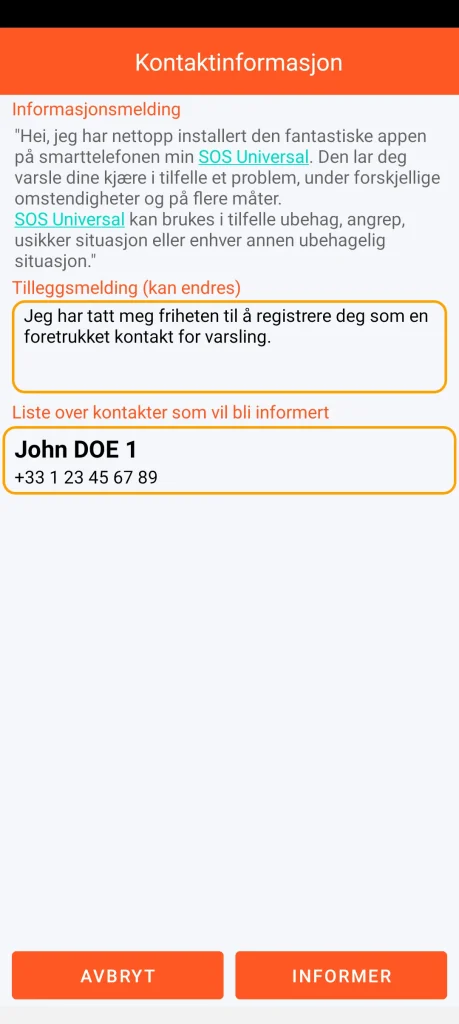 SOS Universal - kontaktinformasjon
