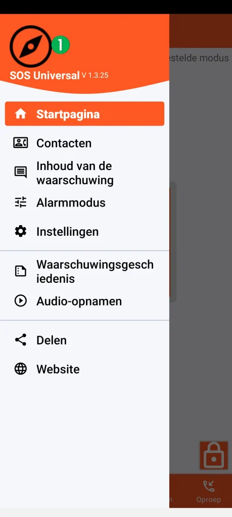 SOS Universal - hoofdmenu