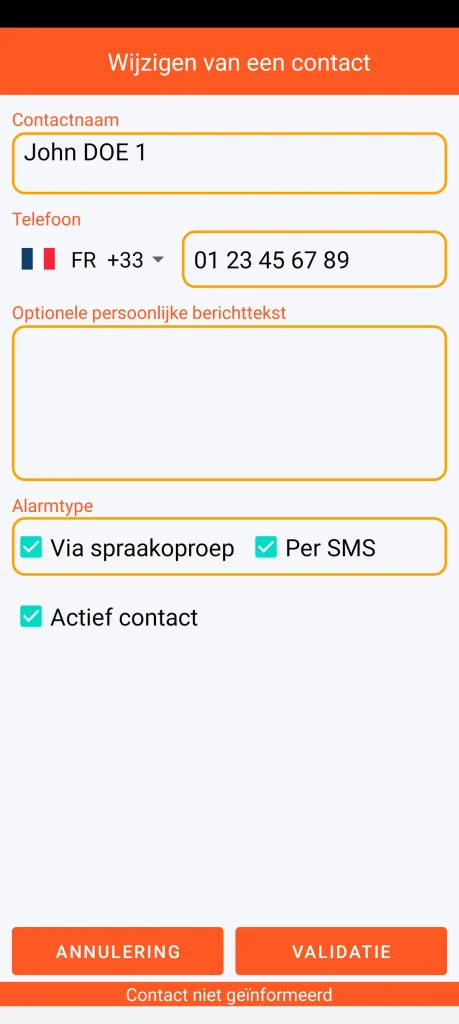 SOS Universal - contact toevoegen of wijzigen