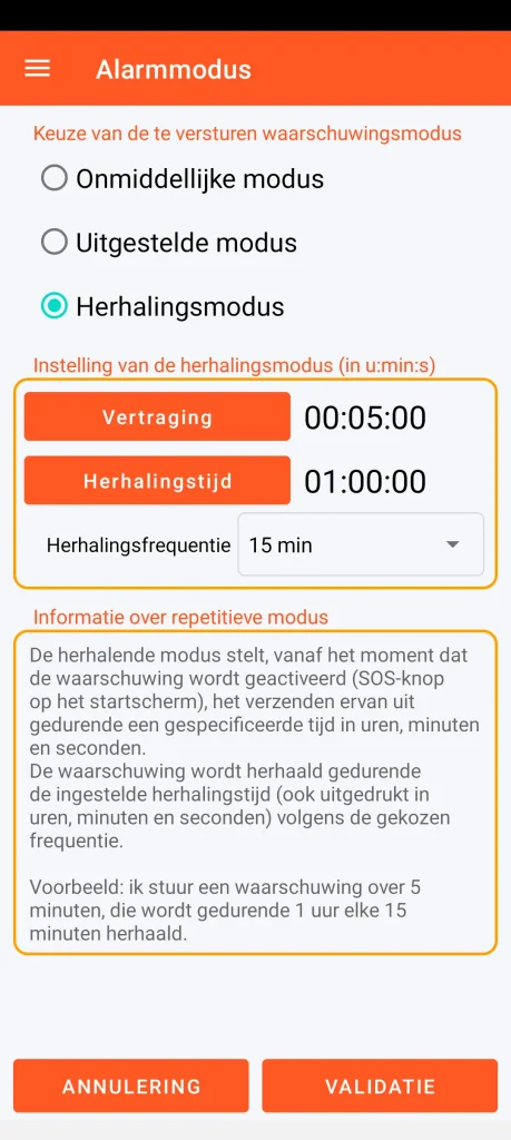SOS Universal - herhalende modus