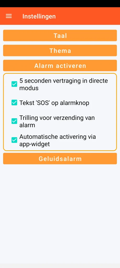 SOS Universal - instelling van de alarmactivering