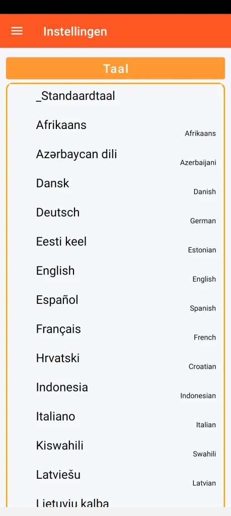 SOS Universal - taalinstelling