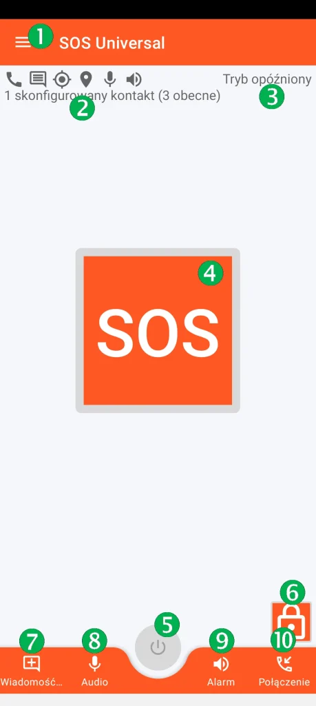 SOS Universal – ekran główny