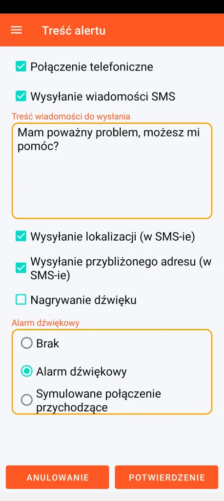 SOS Universal – treść alertu