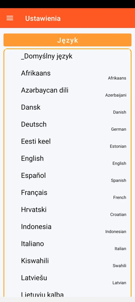 SOS Universal – ustawienia języka