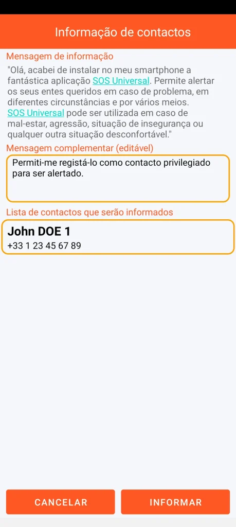 SOS Universal - informação de contactos