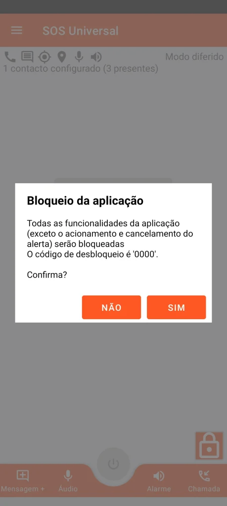 SOS Universal - bloqueio da aplicação
