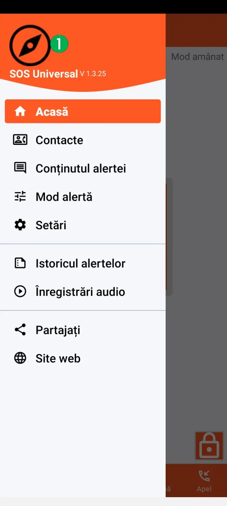 SOS Universal - meniu principal