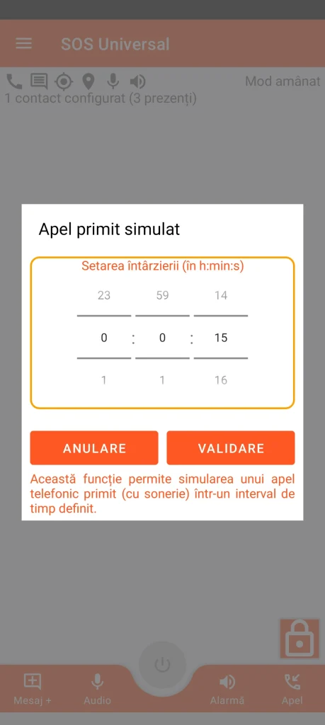 SOS Universal - apel primit simulat