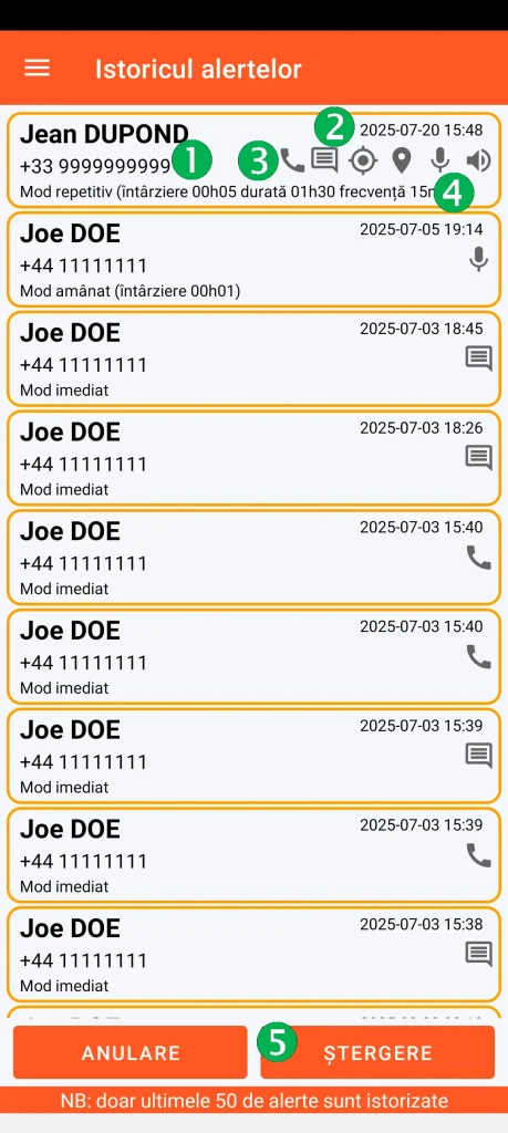 SOS Universal - istoricul alertelor