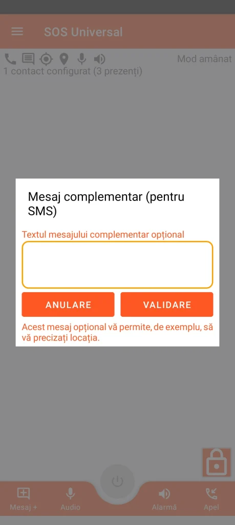 SOS Universal - mesaj suplimentar