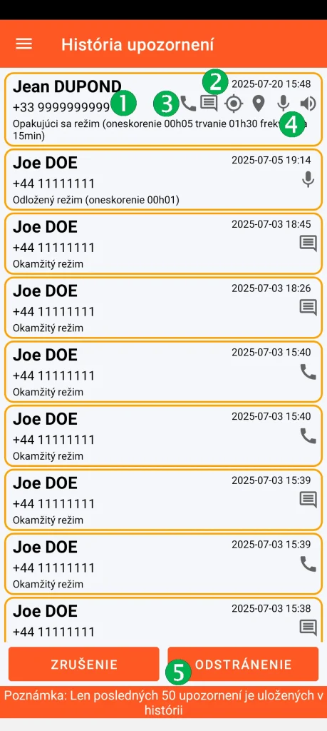 SOS Universal – história upozornení