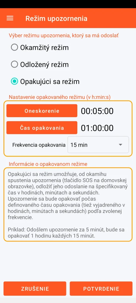 SOS Universal – opakovaný režim