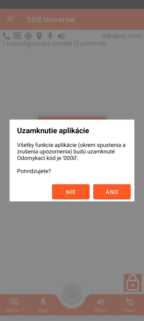 SOS Universal – uzamknutie aplikácie