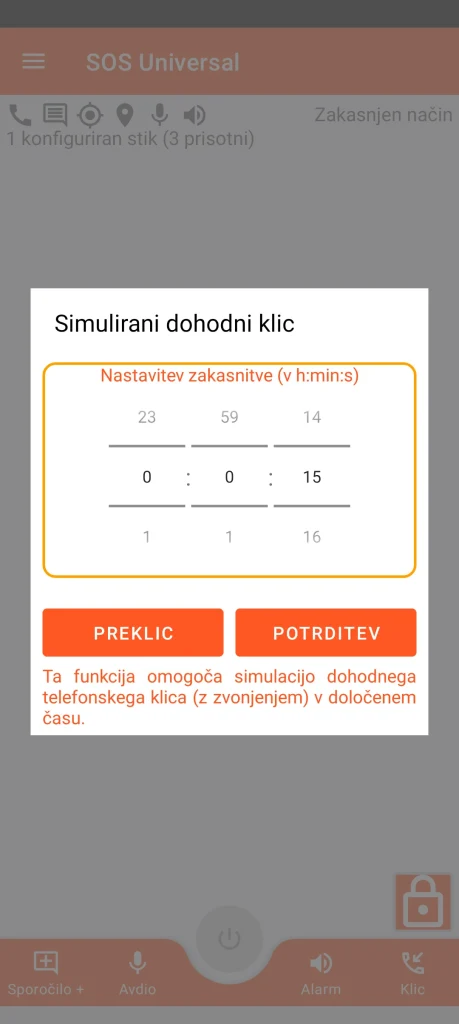 SOS Universal - simuliran dohodni klic