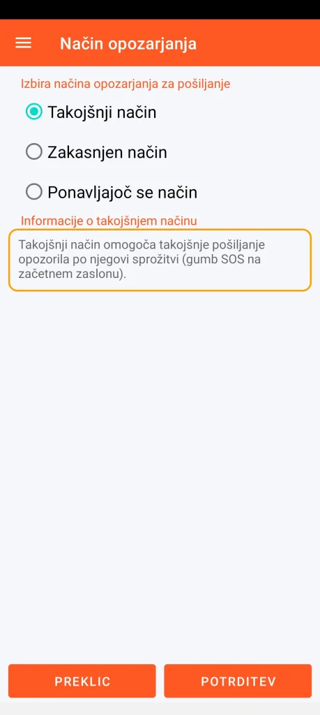 SOS Universal - takojšen način