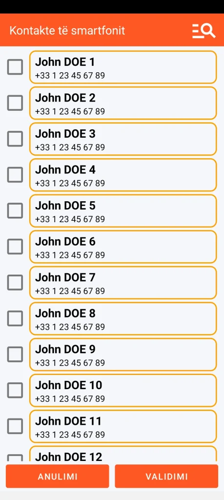 SOS Universal - shtimi i kontaktit nga libri i adresave