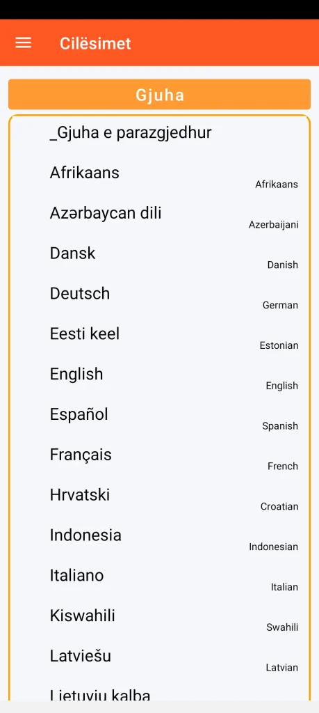 SOS Universal - konfigurimi i gjuhës