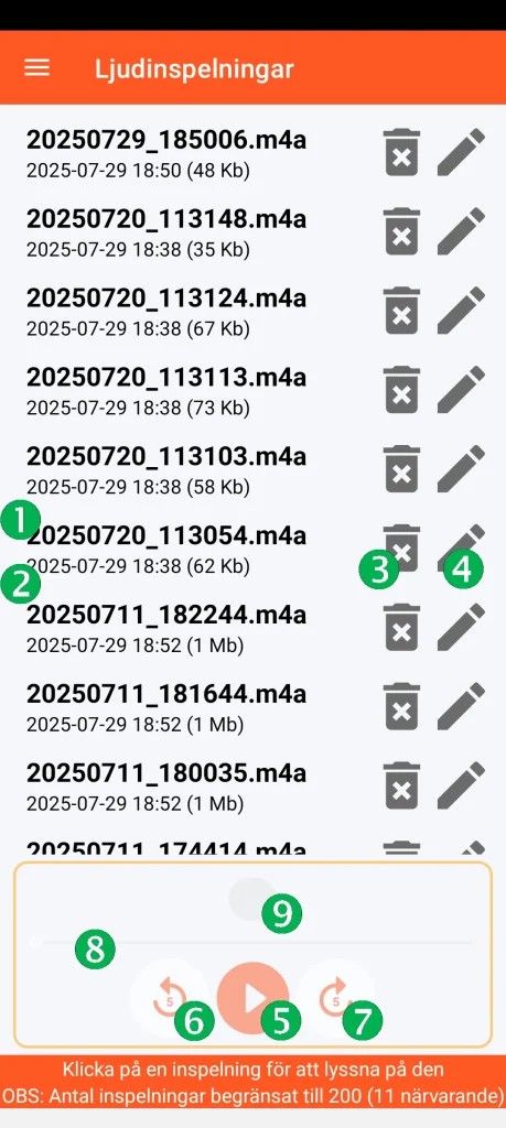 SOS Universal - hantering av ljudinspelningar