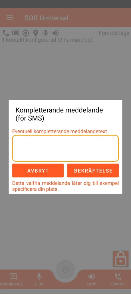 SOS Universal - kompletterande meddelande