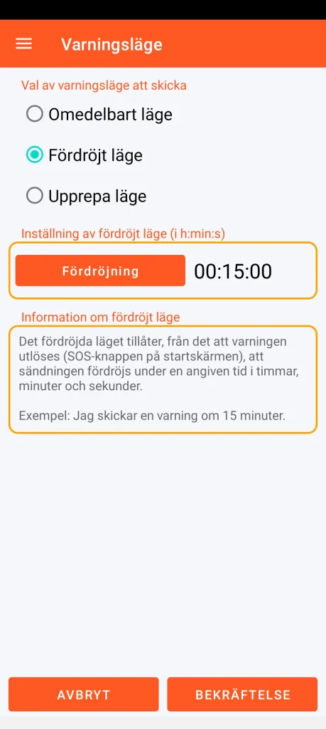 SOS Universal - fördröjt läge