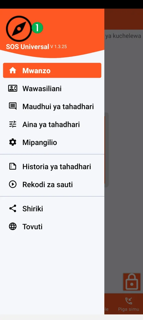 SOS Universal - menyu kuu