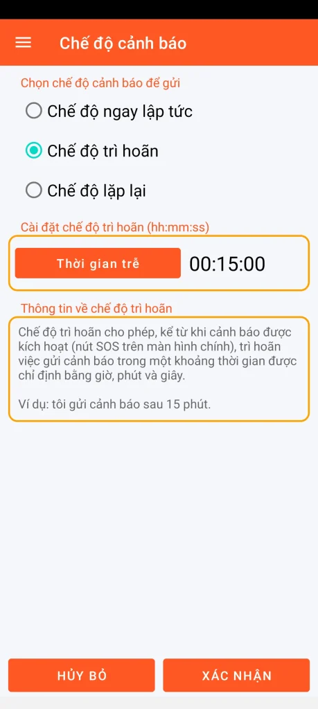 SOS Universal - chế độ trì hoãn