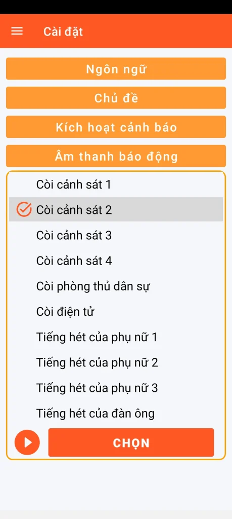 SOS Universal - cài đặt báo động âm thanh
