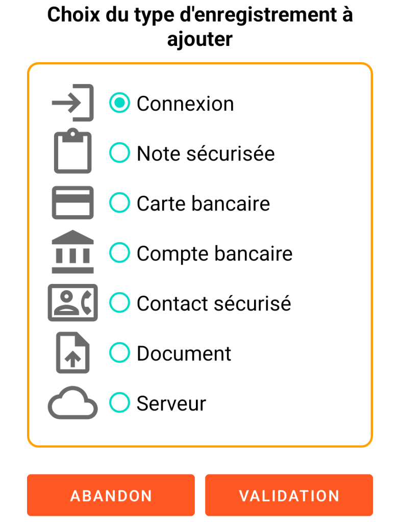 LocalSafeBox - Ajout d'un enregistrement