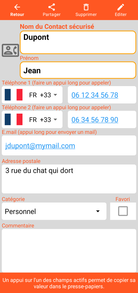 LocalSafeBox - Consultation d'un Contact sécurisé