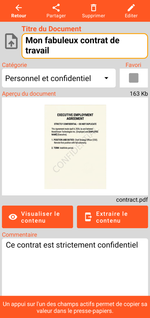 LocalSafeBox - Consultation d'un Document contenant un fichier PDF