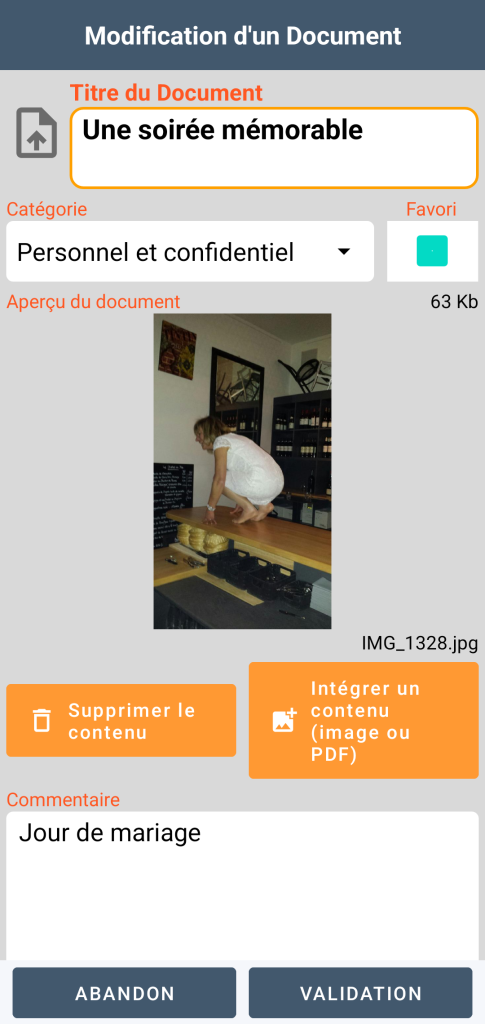LocalSafeBox - Edition d'un Document contenant une photographie