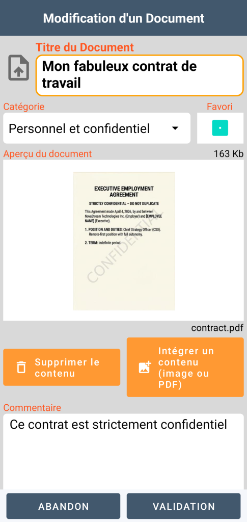 LocalSafeBox - Edition d'un Document contenant un fichier PDF