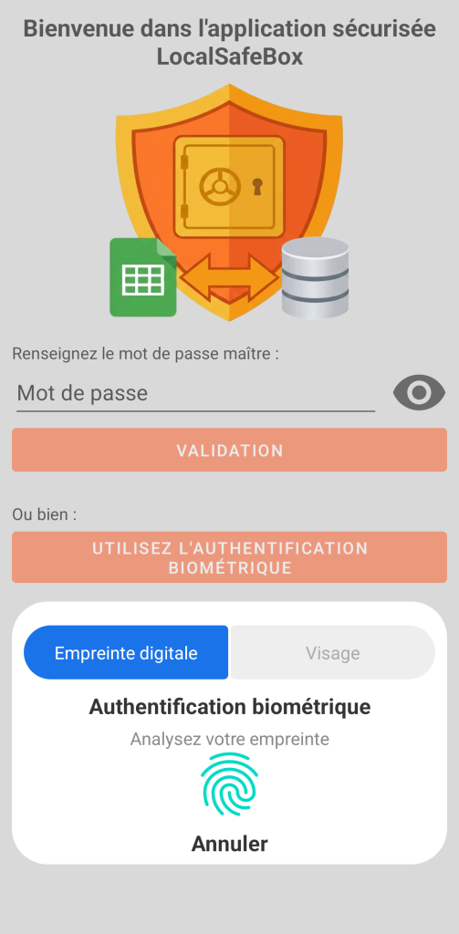 LocalSafeBox - Authentification habituelle