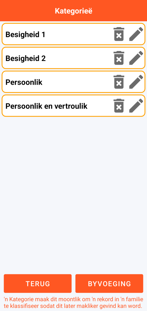 LocalSafeBox - Bestuur van kategorieë