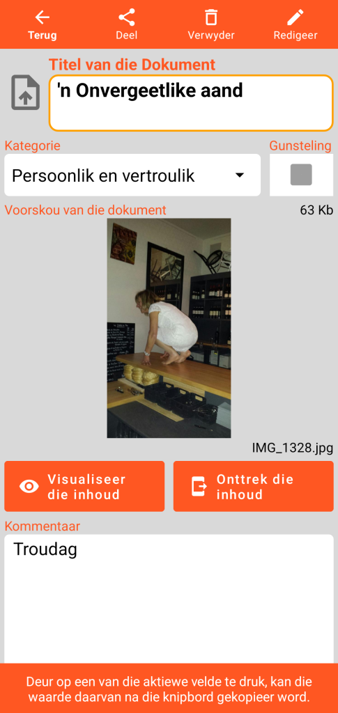LocalSafeBox - Raadpleging van 'n Document wat 'n foto bevat