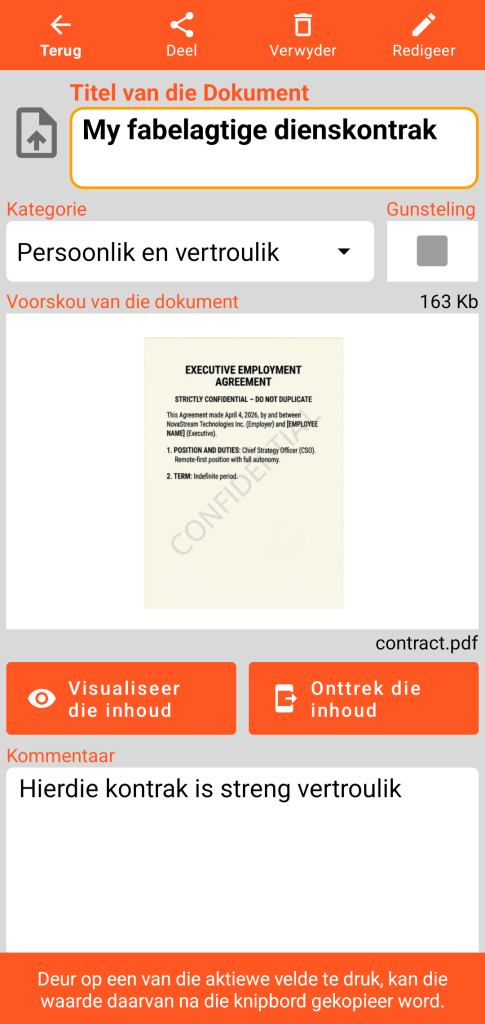 LocalSafeBox - Raadpleging van 'n Document wat 'n PDF-lêer bevat