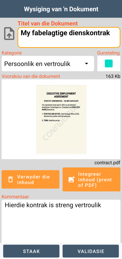 LocalSafeBox - Redigering van 'n Document wat 'n PDF-lêer bevat
