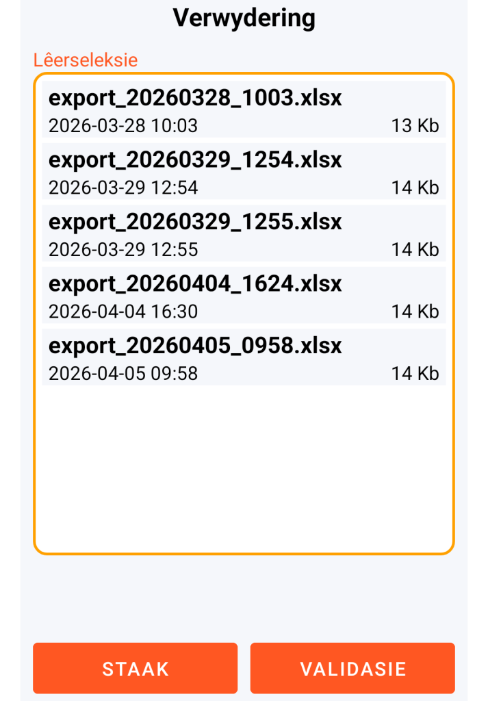 LocalSafeBox - Bestuur van die XLSX-lêer om uit te vee