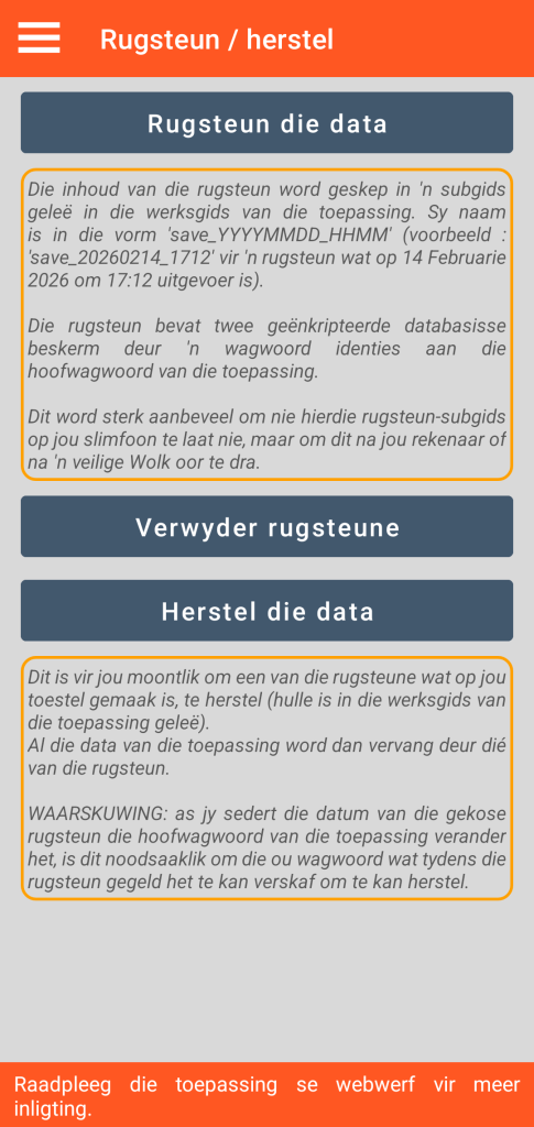 LocalSafeBox - Bestuur van rugsteun en herstel