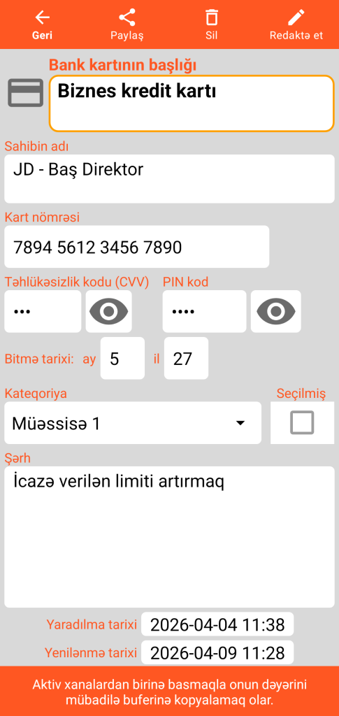 LocalSafeBox - Bank kartının məsləhətləşməsi