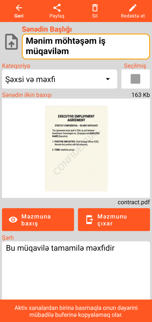 LocalSafeBox - PDF faylı olan Document-ə baxış