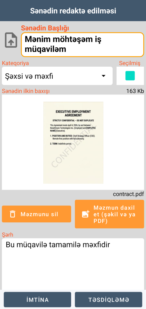 LocalSafeBox - PDF faylı olan Document-in redaktəsi