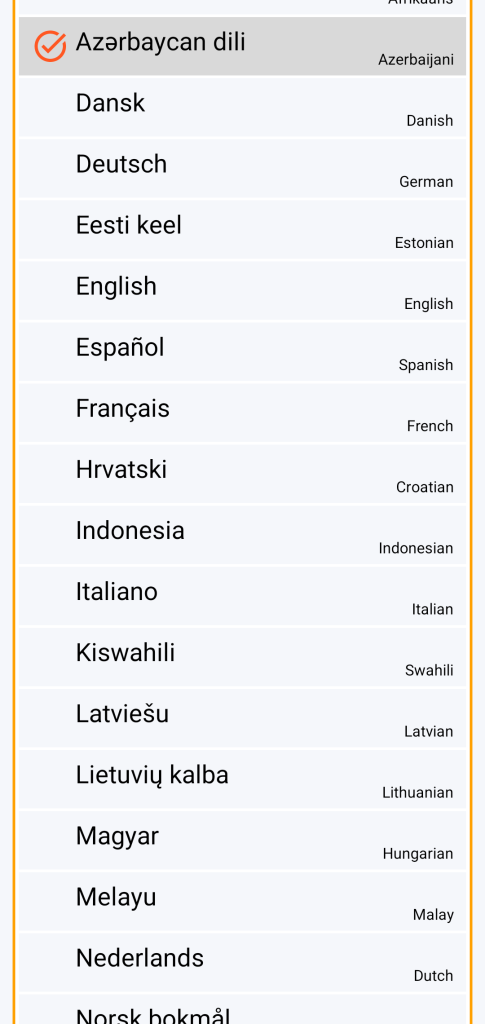 LocalSafeBox - Dil seçimi