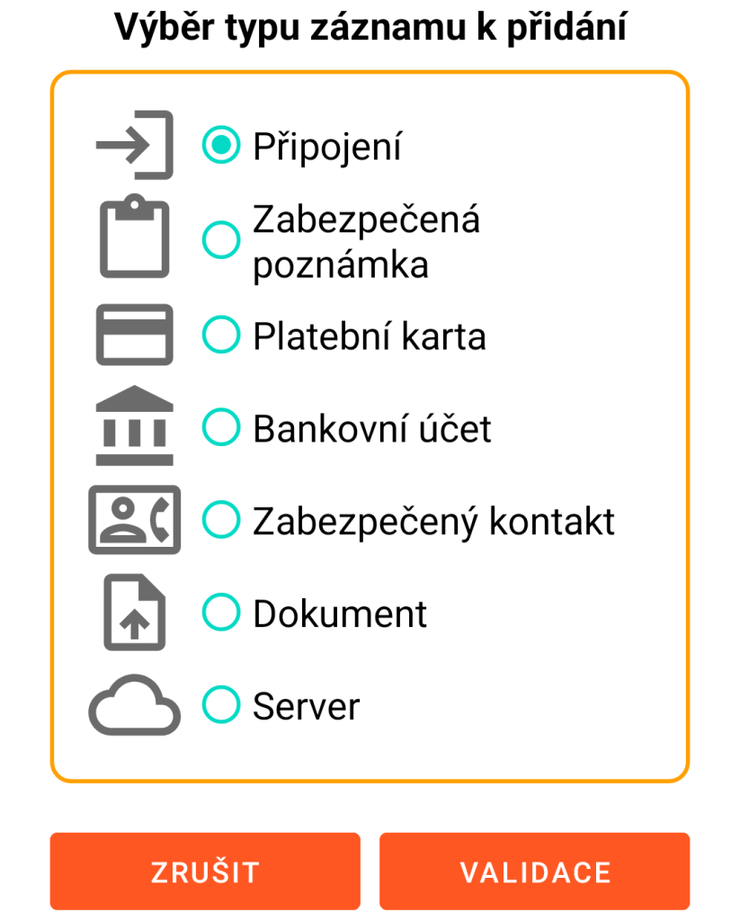 LocalSafeBox - Přidání záznamu