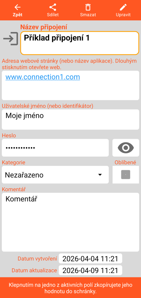 LocalSafeBox – Prohlížení Připojení