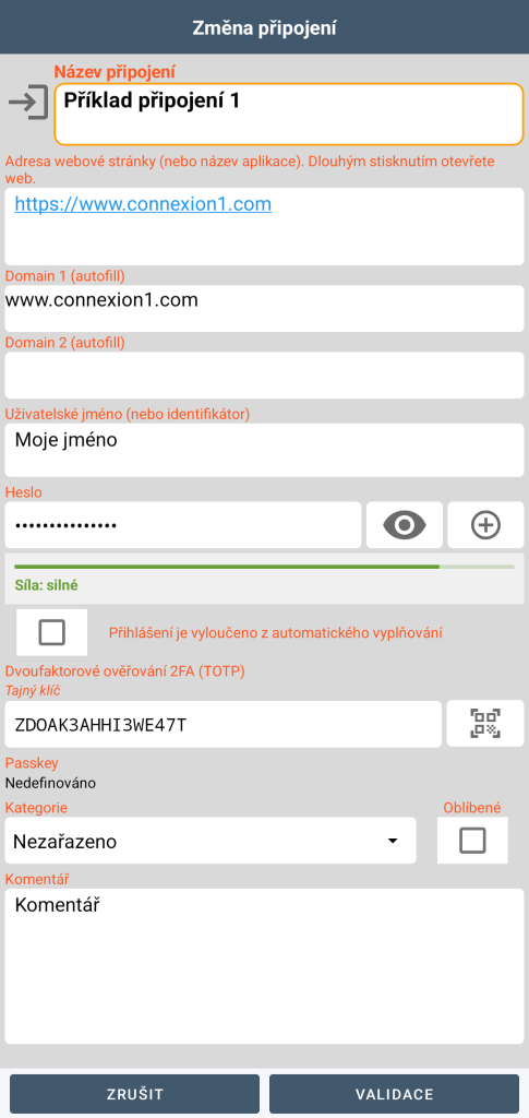 Připojení