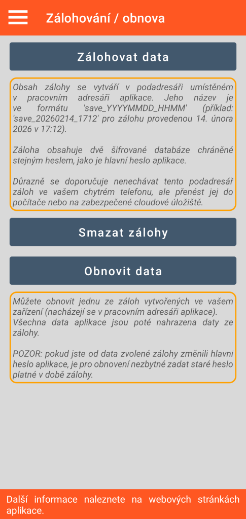 LocalSafeBox - Správa zálohování a obnovy